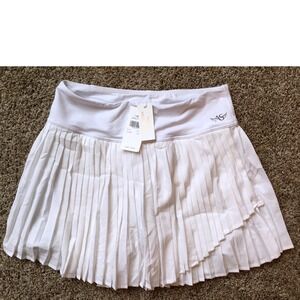 Angel Season Women White Pleated Tennis Skirt Built-in Shorts Skort Athleisure L